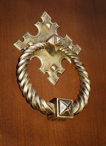 Custom made hardware brass patina